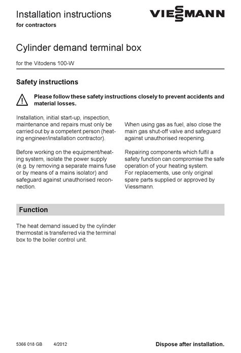 viessmann cylinder demand junction box|Cylinder demand terminal box Installation instructions .